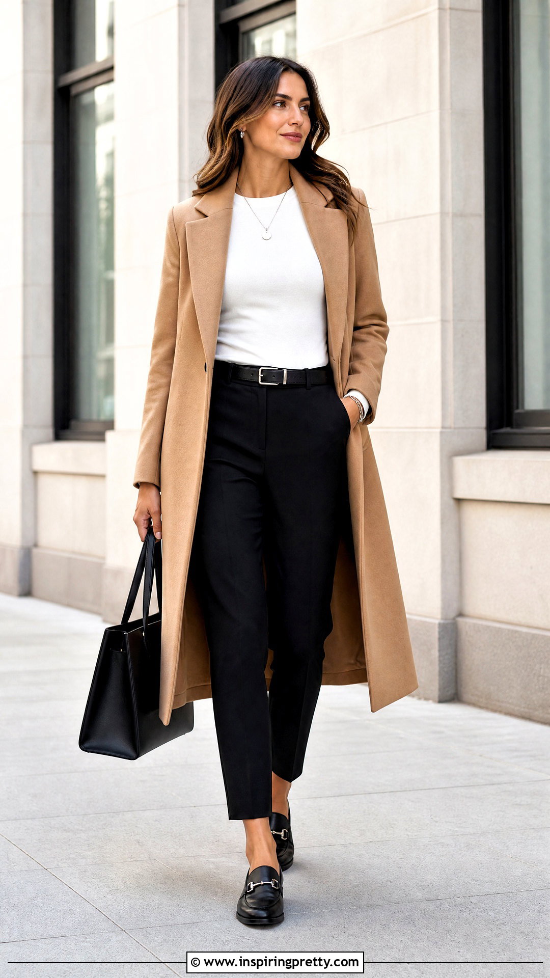 White Long Sleeve Top With Black Pants - 50 basic tops outfit ideas