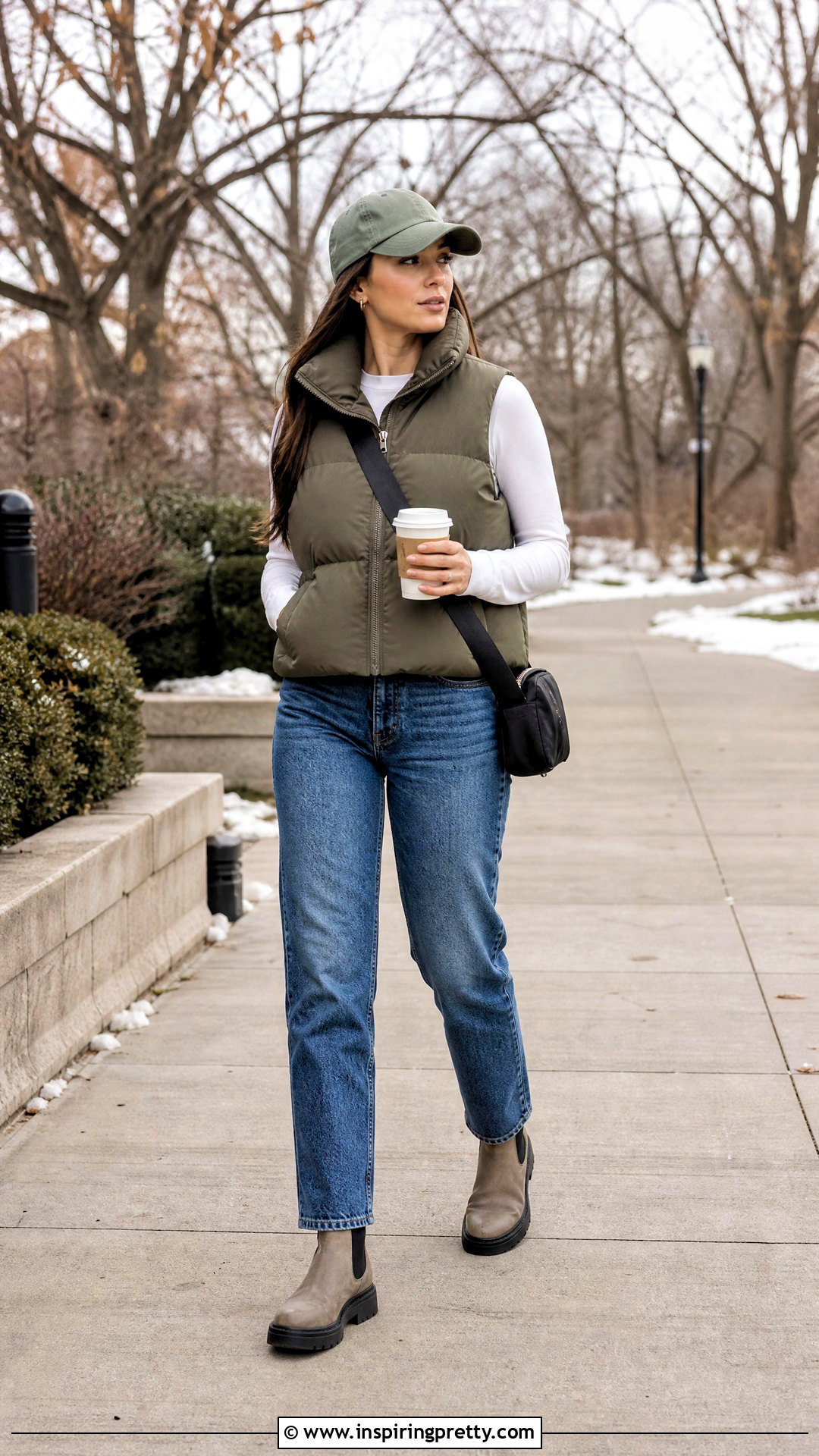 White Long Sleeve Top With Puffer Vest - 50 white top outfit ideas