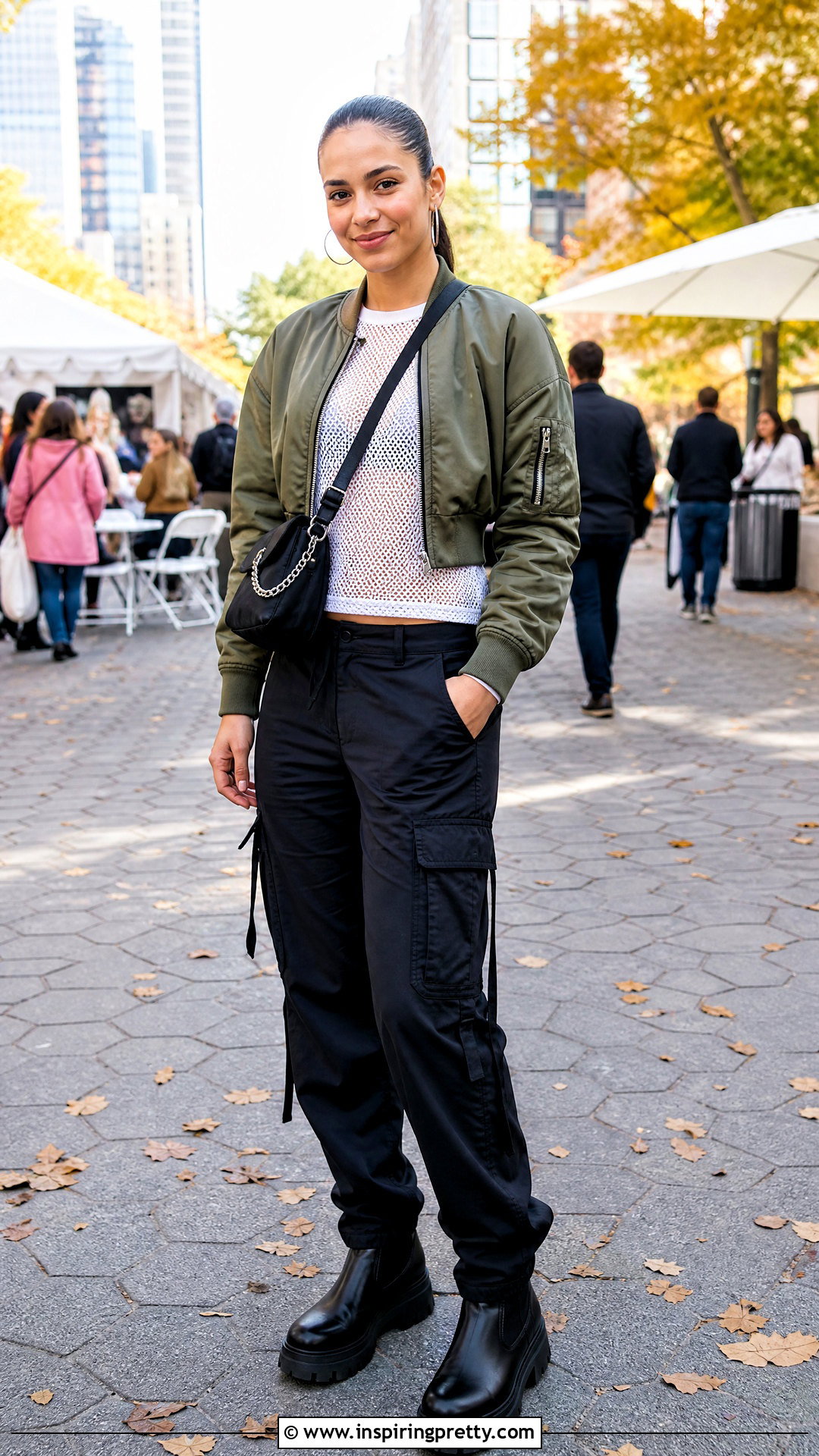 White Mesh Top With A Bomber Jacket - 50 white mesh top outfit ideas