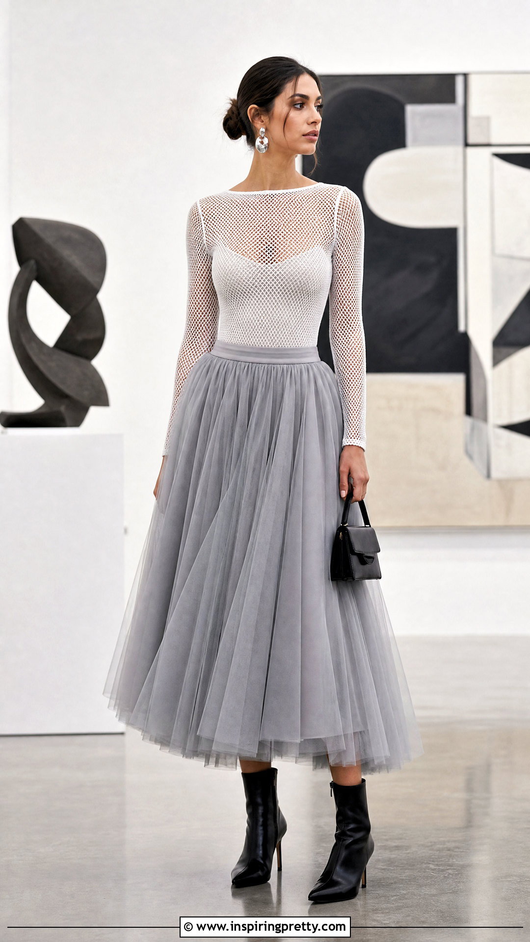 White Mesh Top With A Tulle Skirt - 50 white mesh top outfit ideas