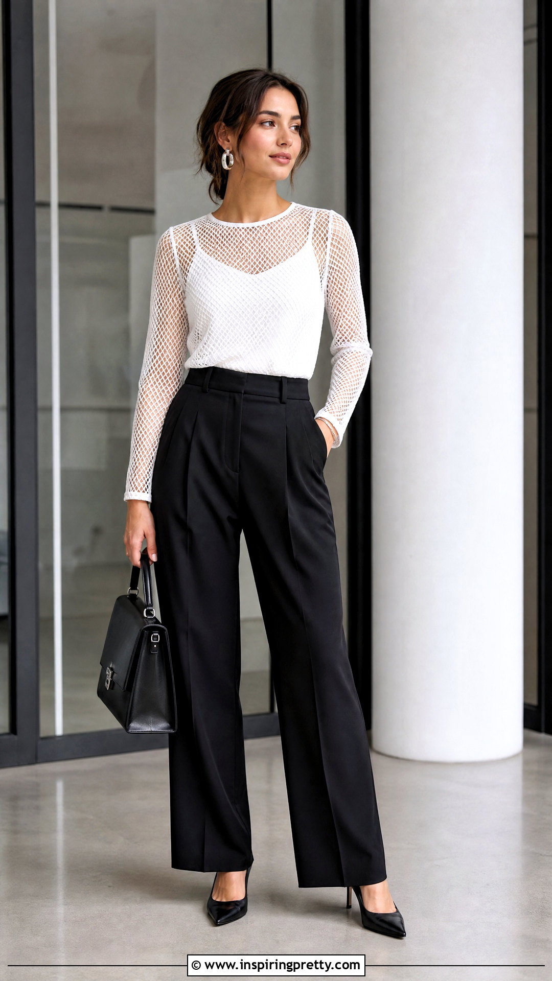 White Mesh Top With Black Trousers - 50 white mesh top outfit ideas