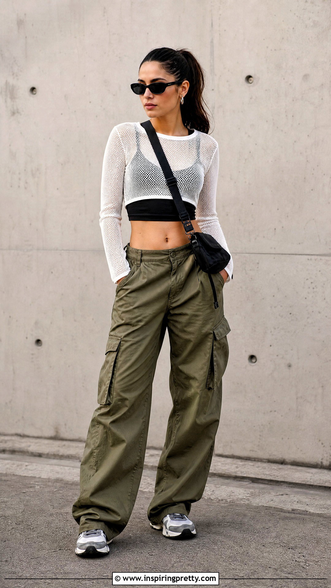 White Mesh Top With Cargo Pants - 50 white mesh top outfit ideas