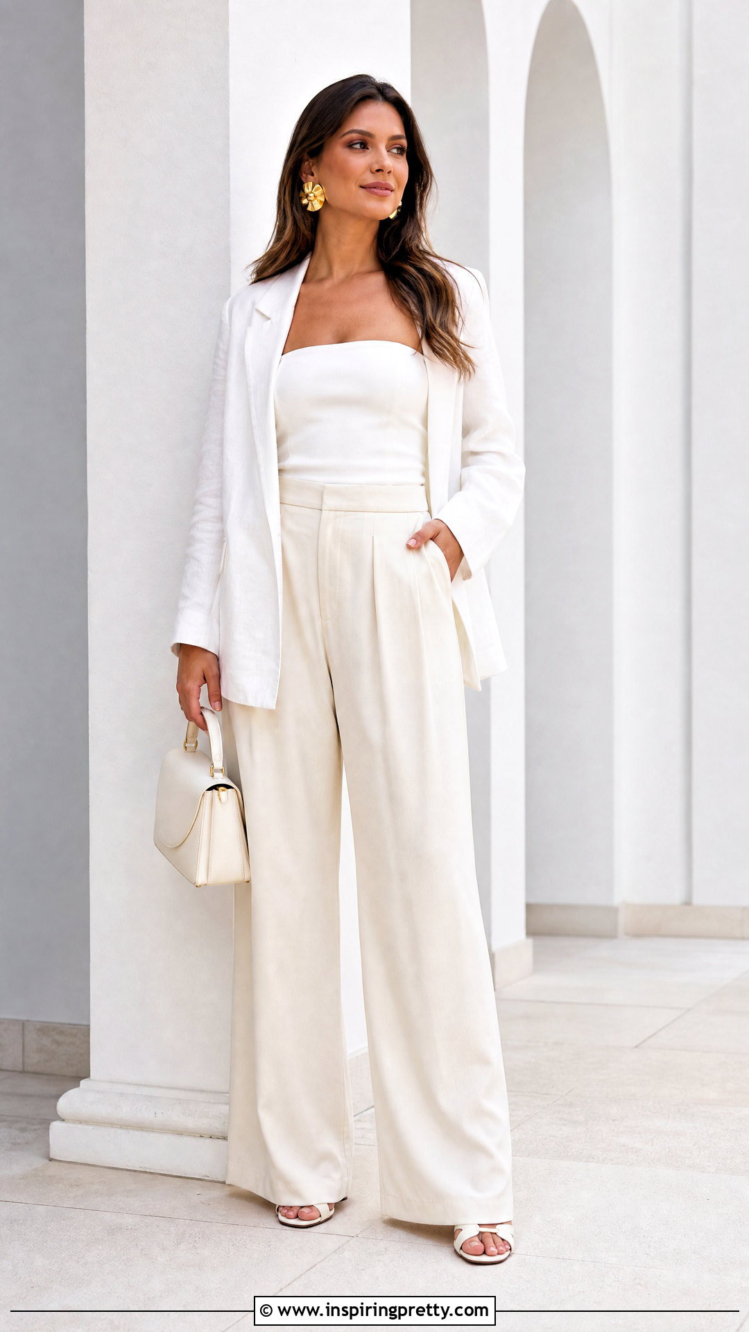 White Monochrome Long Tube Top Outfit - 50 Long Tube Top Outfit ideas