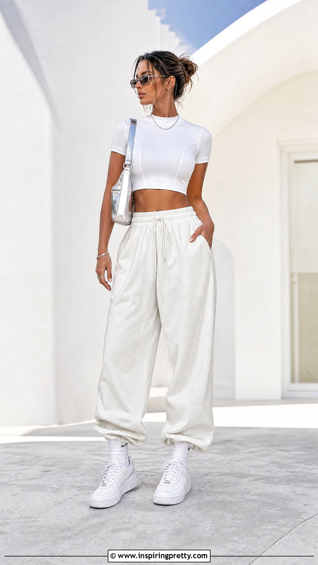 White Nike Tech Crop Top Monochrome Outfit - 20 nike tech crop top outfit ideas