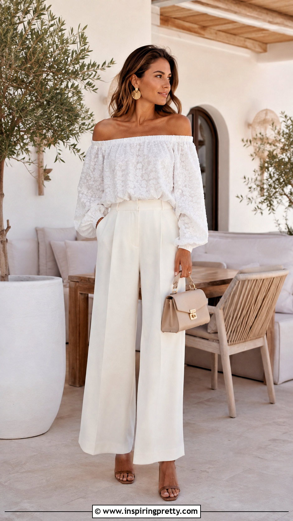White Off Shoulder Top With White Pants - how to style off shoulder top (50 ways)