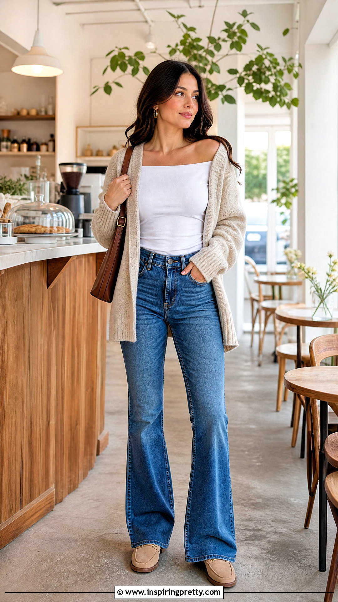White Off The Shoulder Top With A Cardigan And Jeans - 50 white off the shoulder top outfit ideas