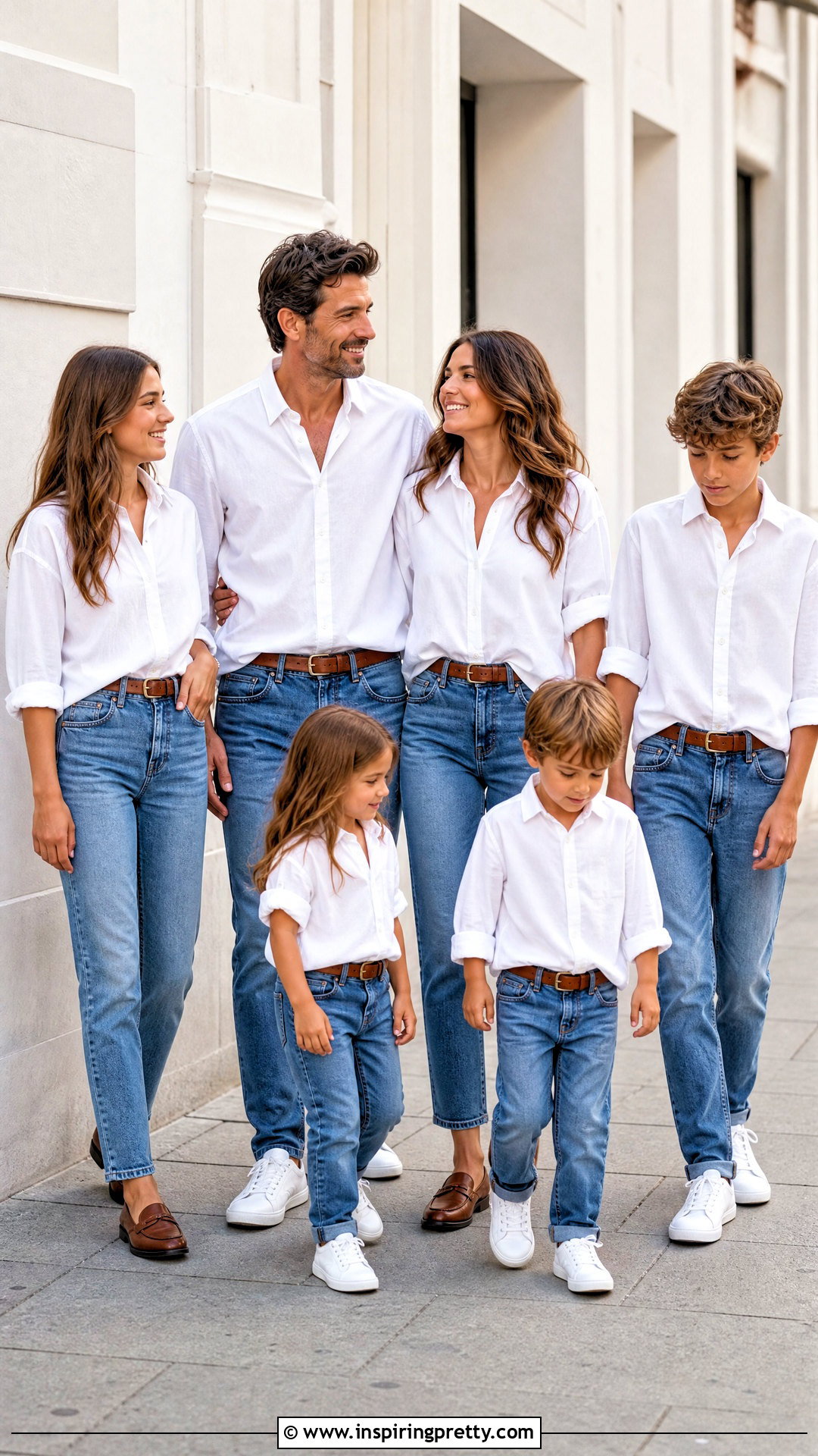 White Oversized Shirts And Mom Jeans Family Picture - 25 White Tops And Jeans Family Pictures