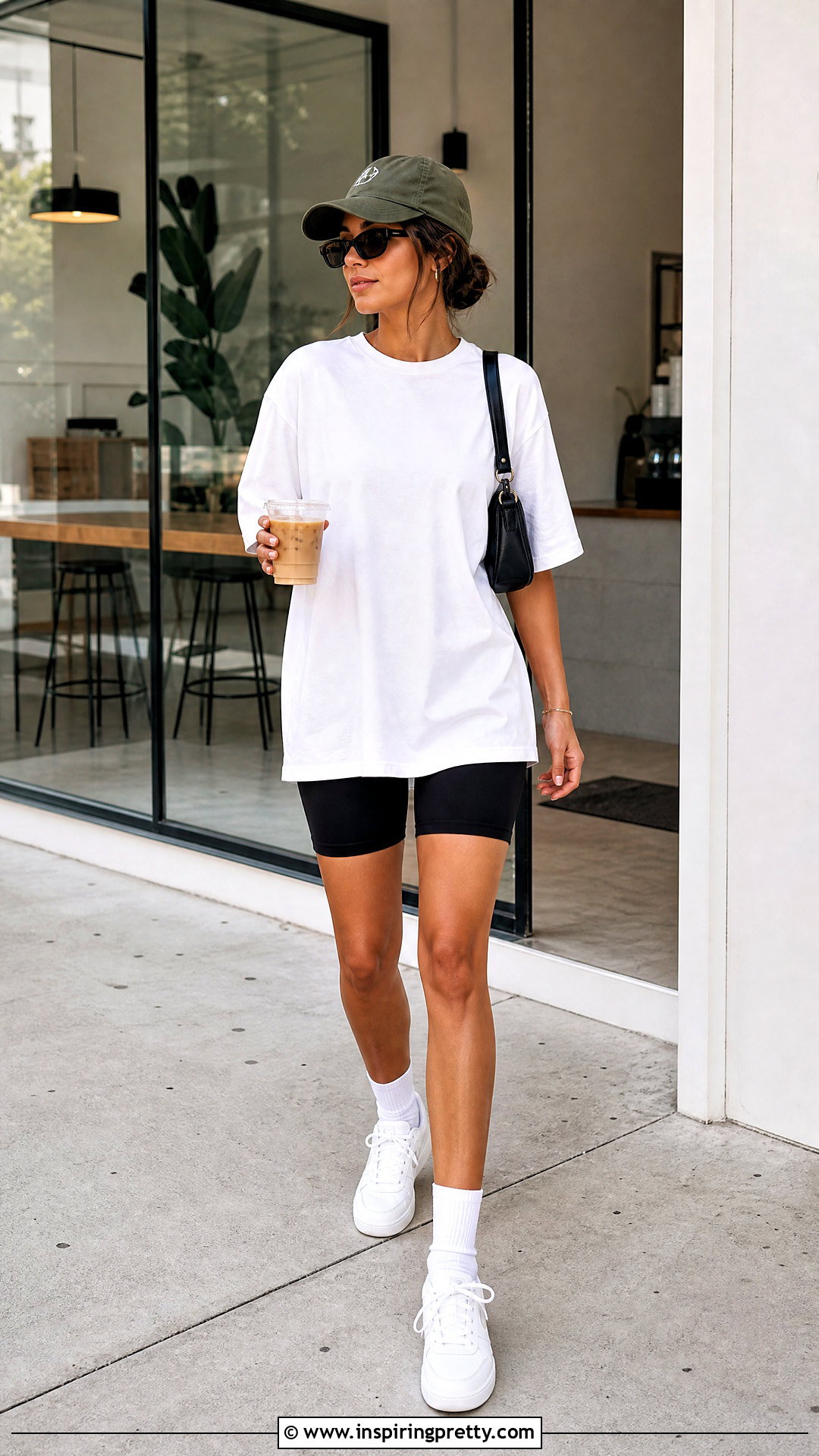 White Oversized T Shirt With Biker Shorts - 50 white tops for women