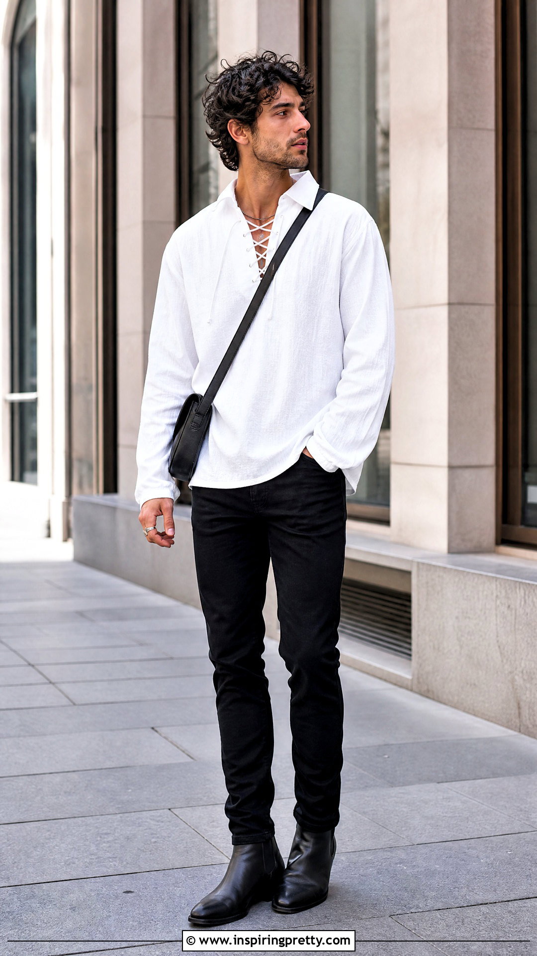 White Peasant Top Men Outfit With Black Jeans - 25 Peasant Top Men outfit ideas