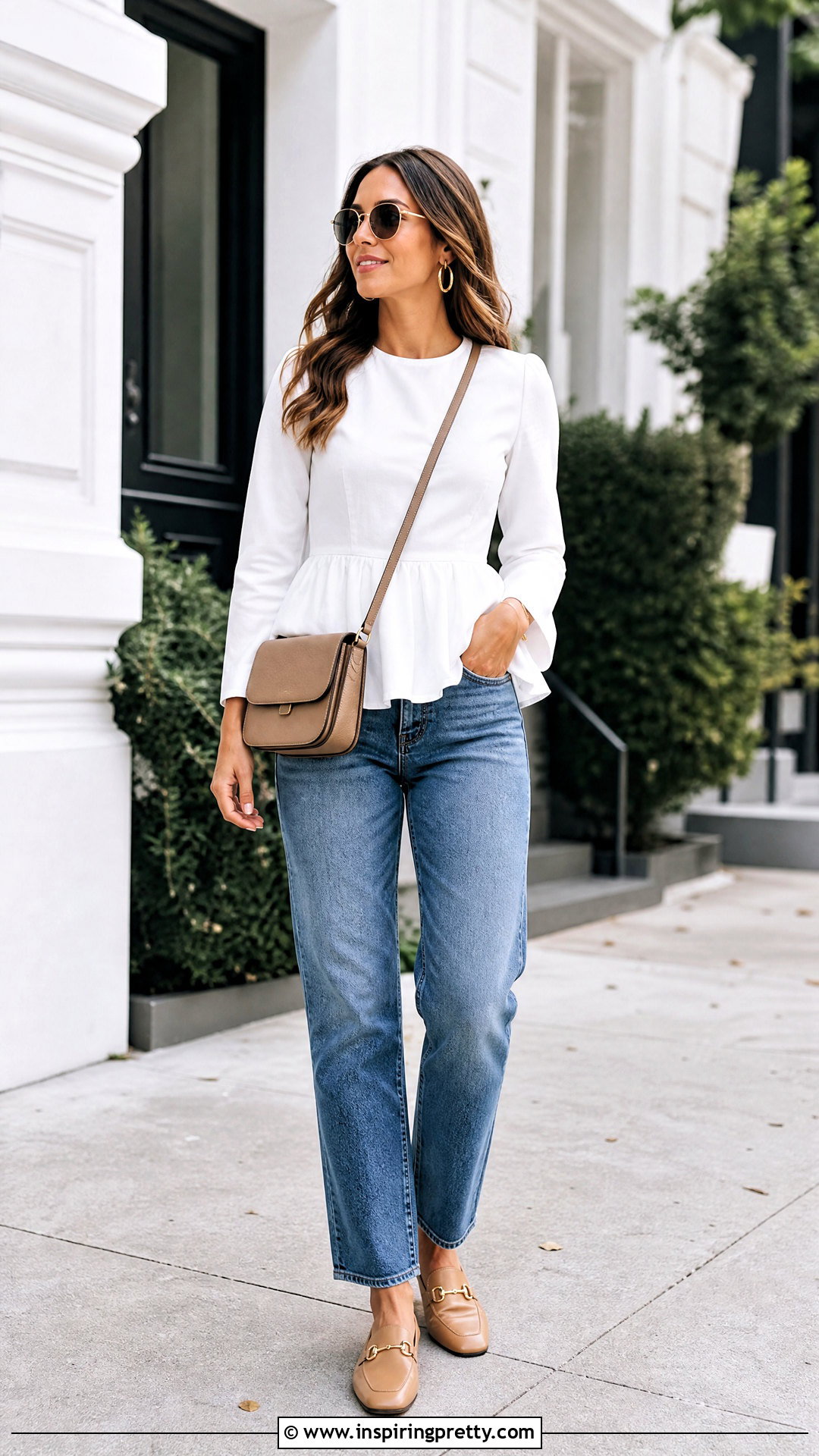 White Peplum Top With Straight Leg Jeans - 20 peplum tops for ladies
