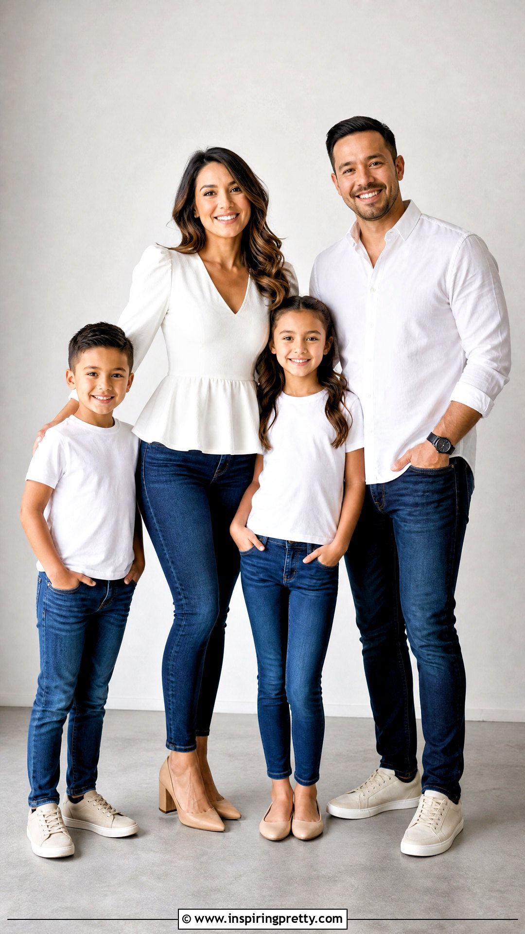 White Peplum Tops And Slim Jeans Family Picture - 25 White Tops And Jeans Family Pictures