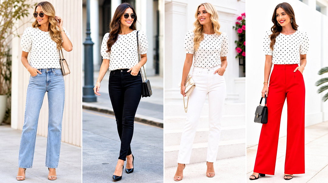 50 White Polka Dot Top Outfit Ideas for Playful Retro Style