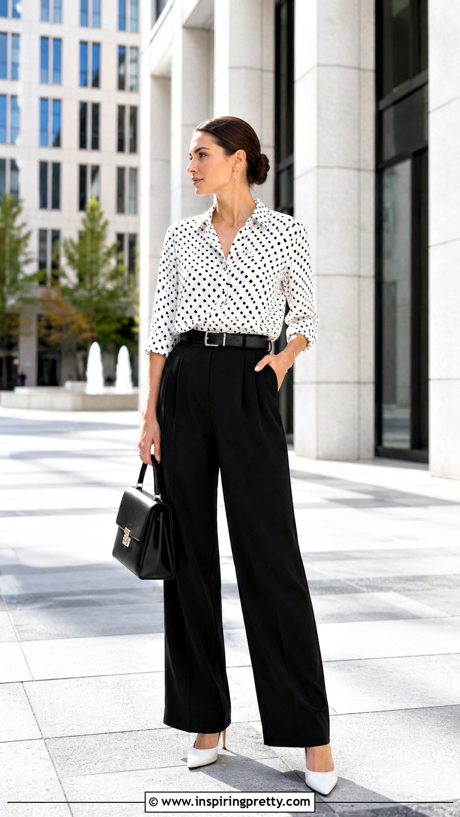White Polka Dot Top With Black And White Outfit - 50 white polka dot top outfit ideas