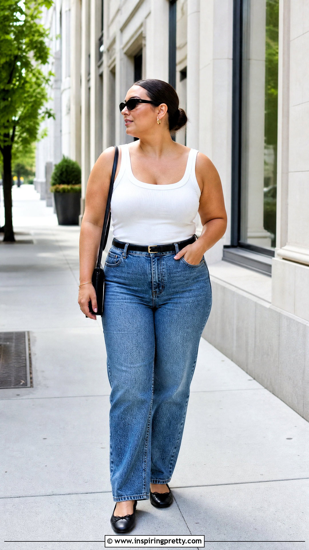 White Ribbed Tank Top With Straight Leg Jeans - 25 Ribbed Tops