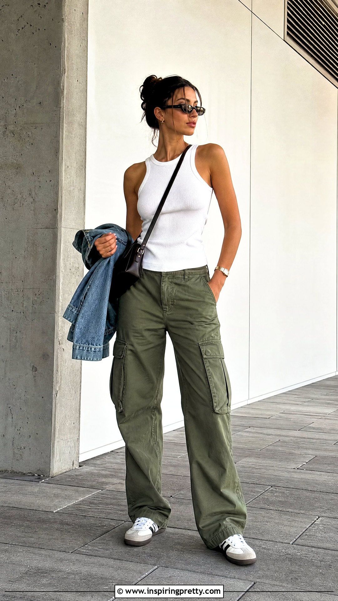 White Ribbed Top With Cargo Pants - 50 white top aesthetic ideas