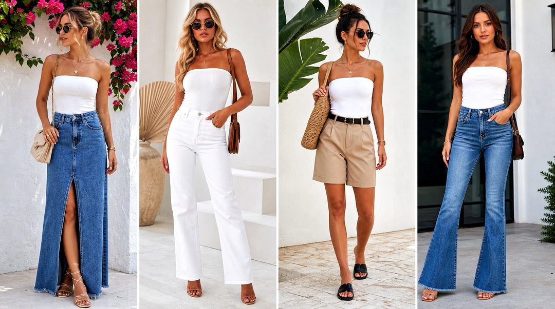 25 White Ribbed Tube Top Outfit Ideas for Easy Summer Style