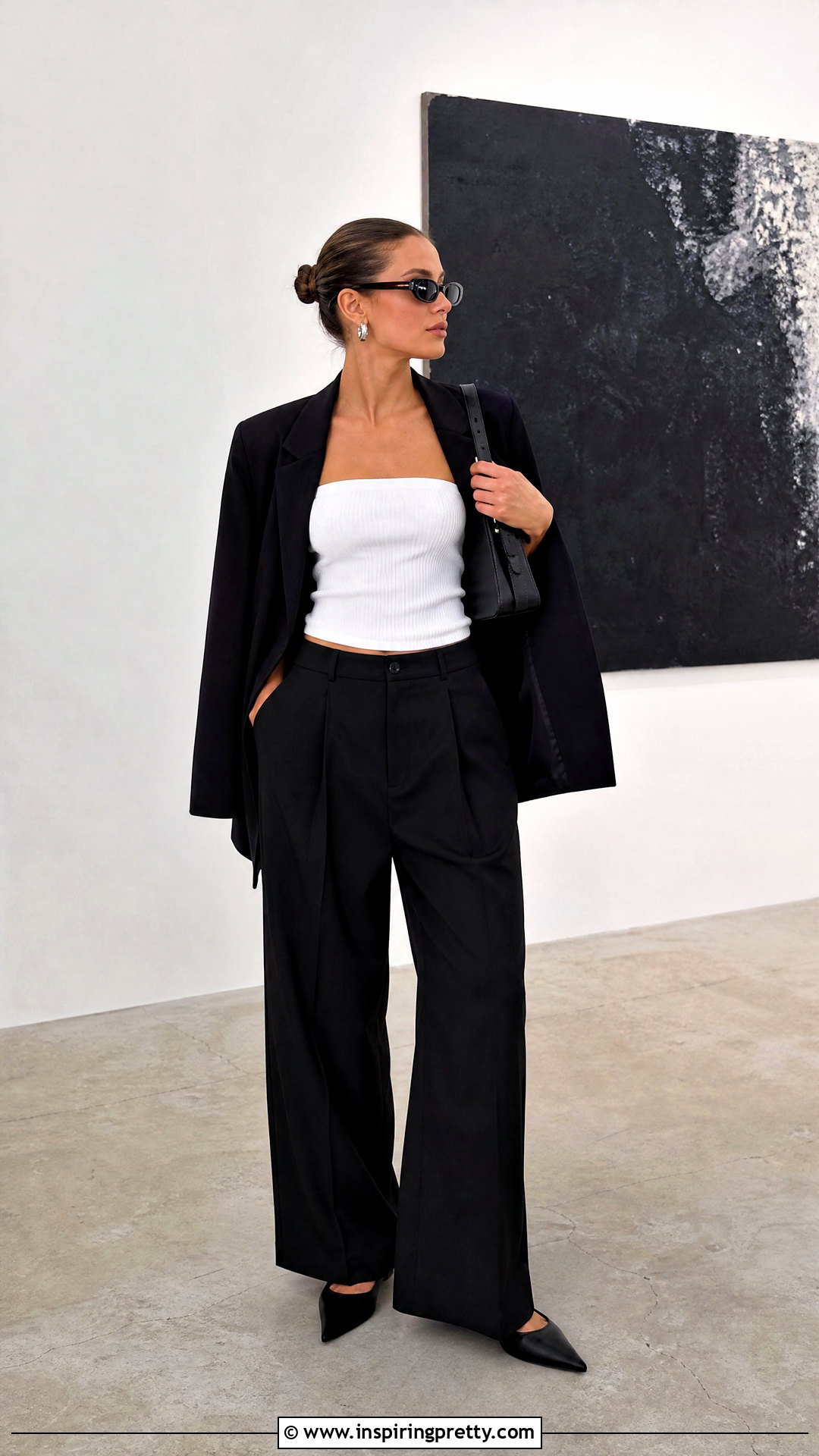 White Ribbed Tube Top With Black Wide Leg Pants - 25 white ribbed tube top outfit ideas