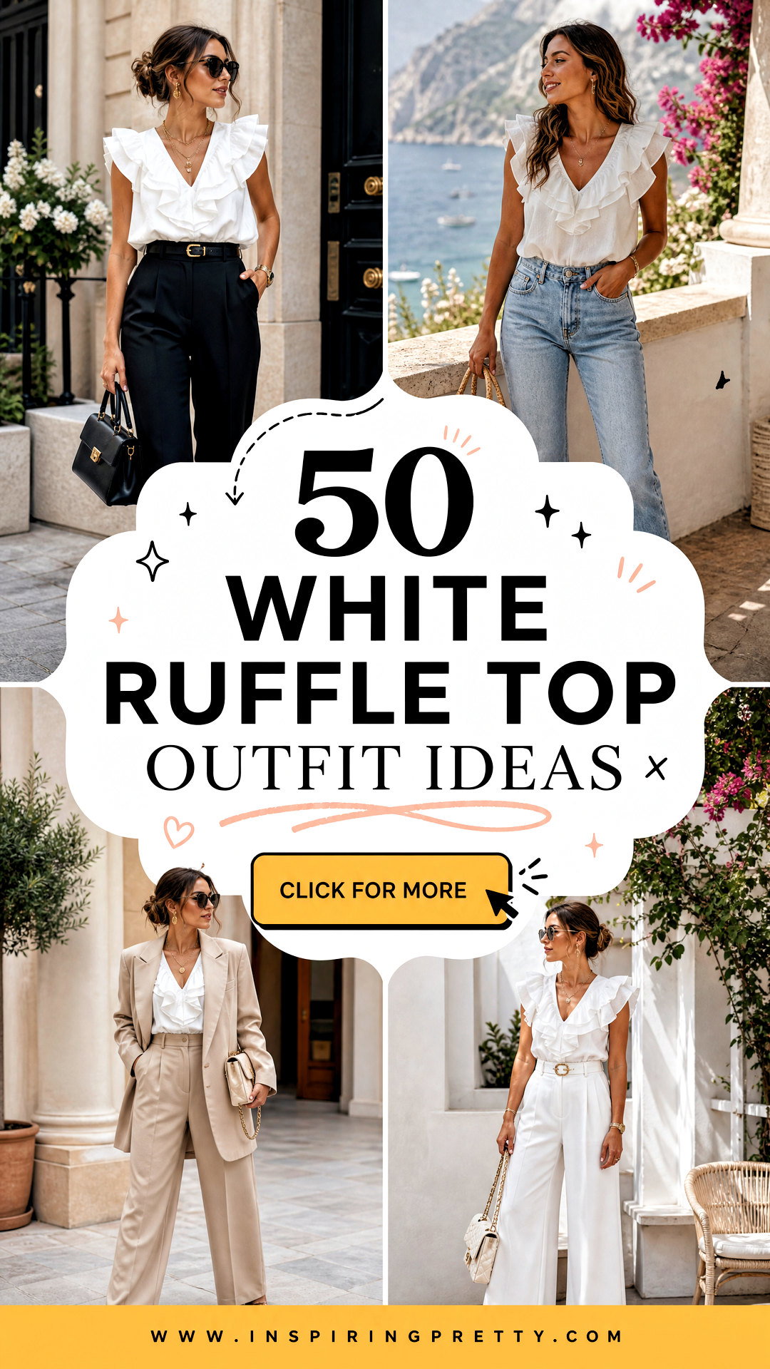 50 White Ruffle Top Outfit Ideas for Romantic Summer Style - 50 White Ruffle Top Outfit Ideas for Romantic Summer Style