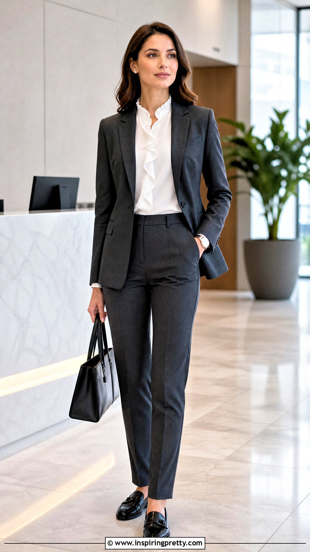 White Ruffle Top With A Tailored Suit - 50 white ruffle top outfit ideas