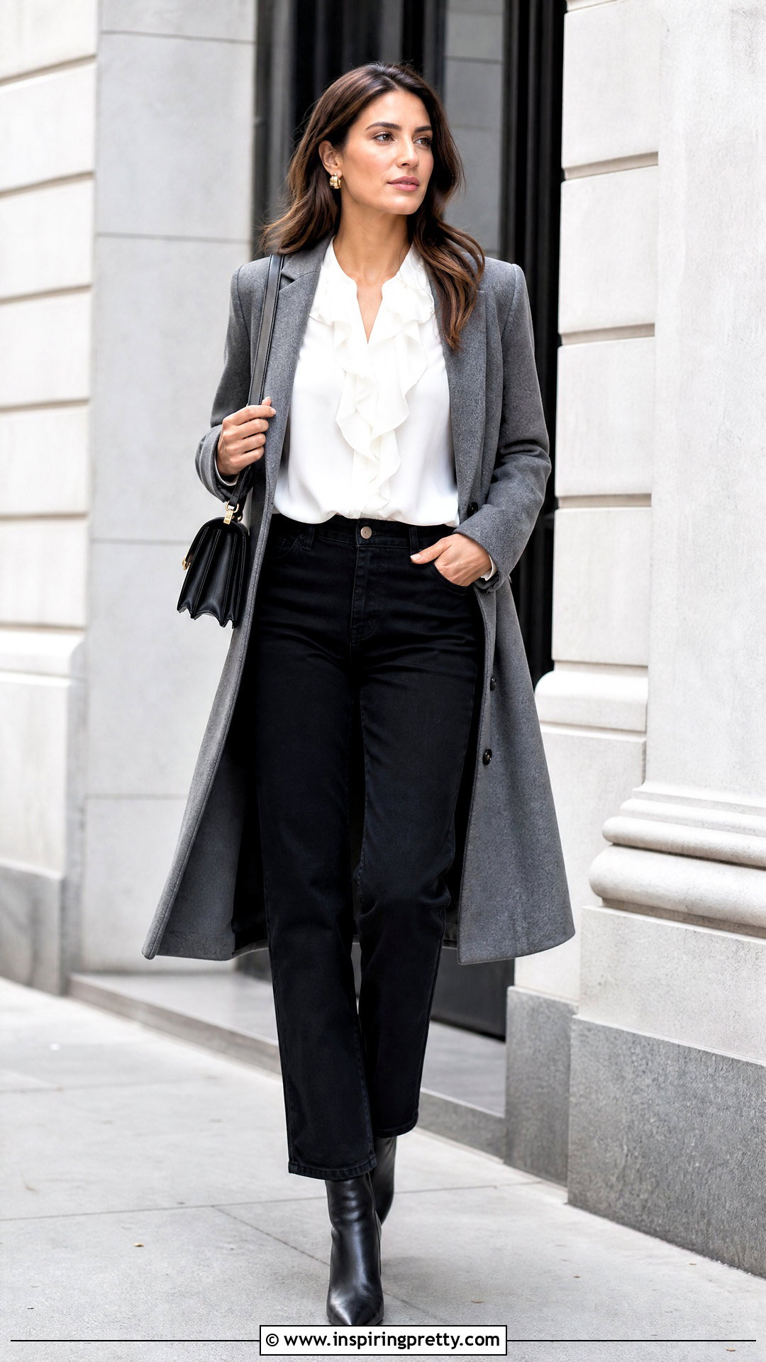 White Ruffle Top With Black Jeans - 50 white ruffle top outfit ideas