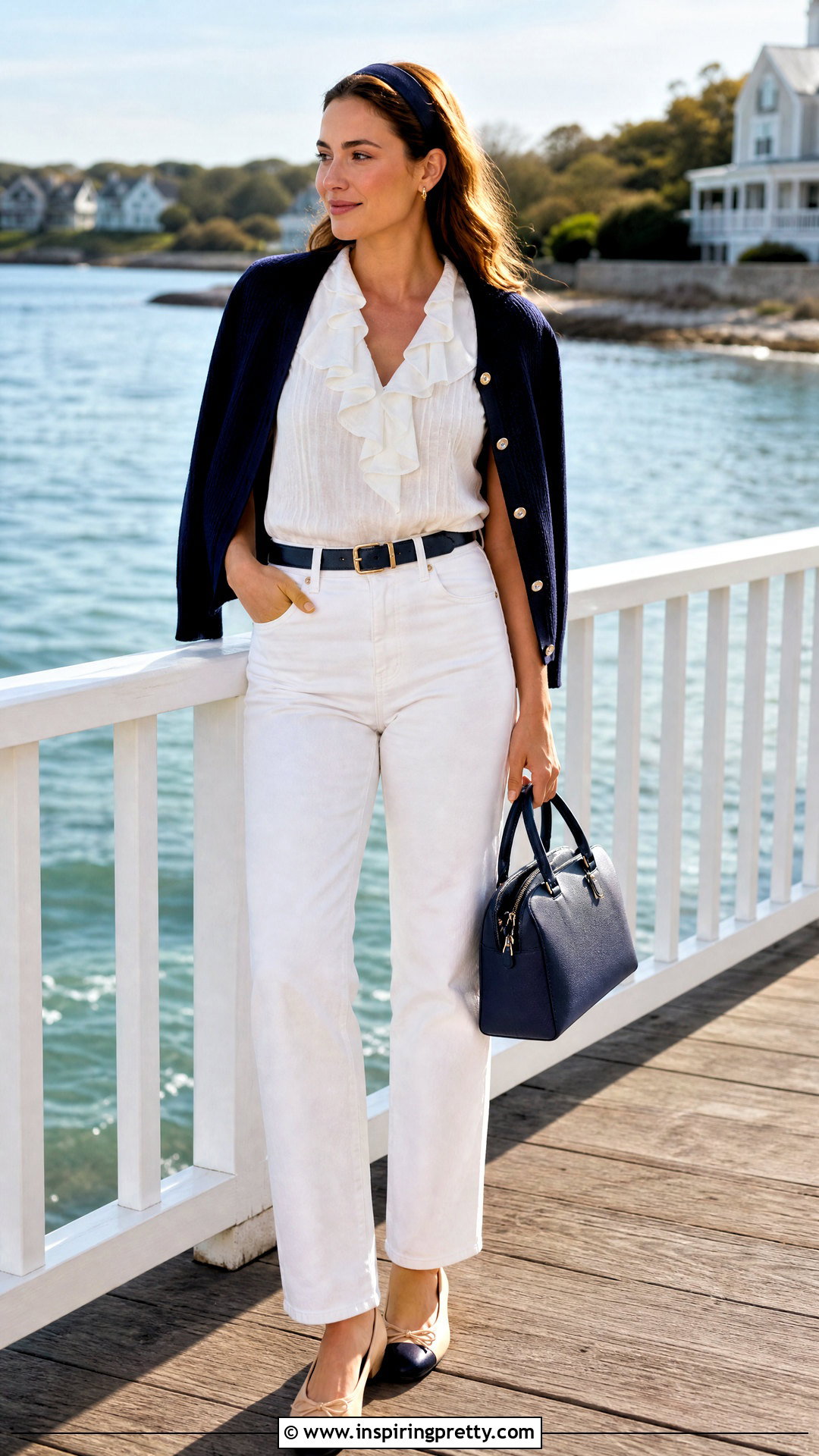 White Ruffle Top With White Jeans And Ballet Flats - 25 blair waldorf white ruffle top outfit ideas