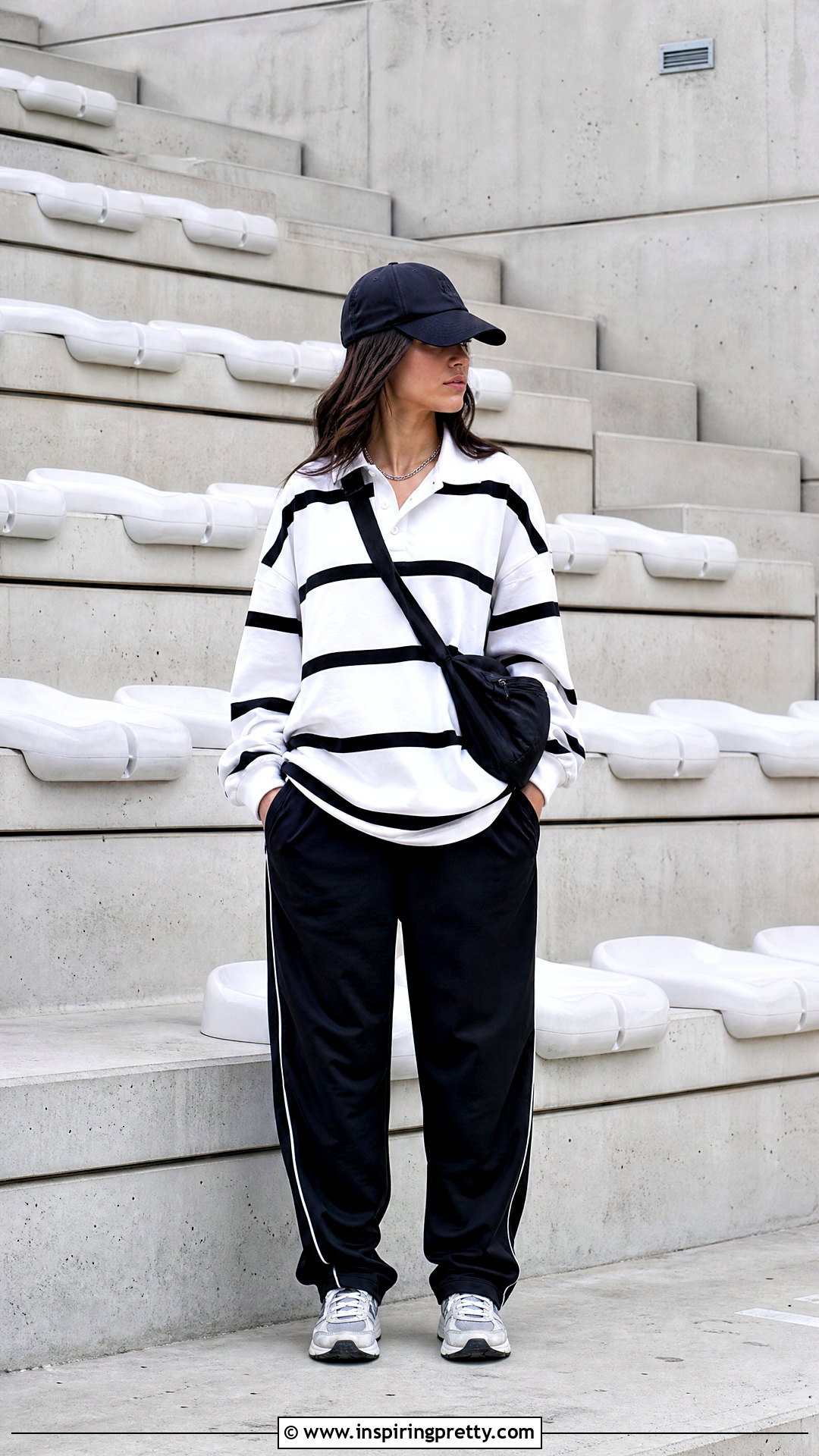 White Rugby Shirt With Track Pants - 25 Billie Eilish White Top outfit ideas
