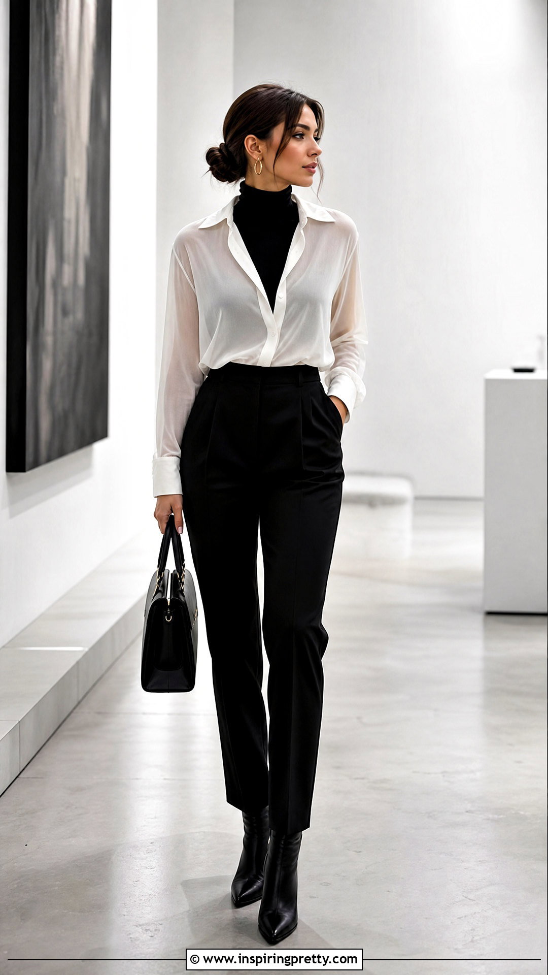 White Sheer Top Over A Turtleneck - 50 white sheer top outfit ideas