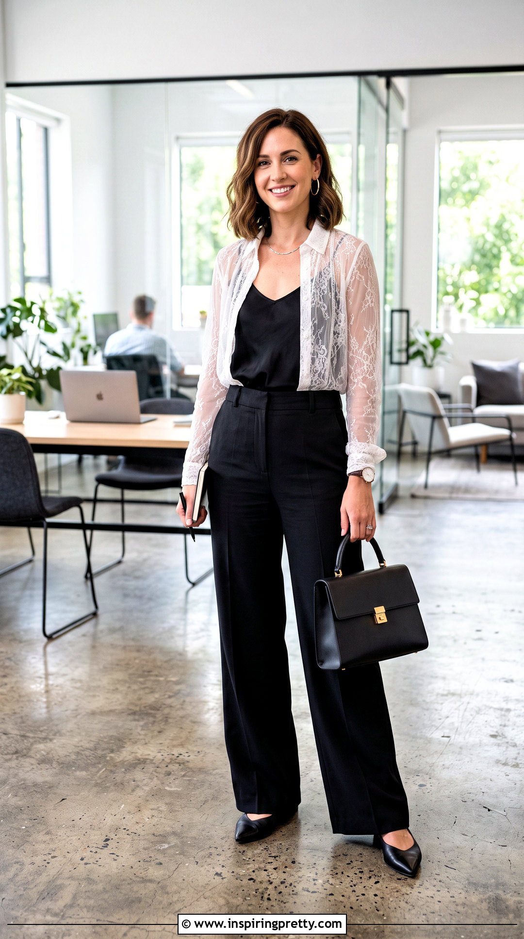 White Sheer Top With Black Trousers - 50 white sheer top outfit ideas