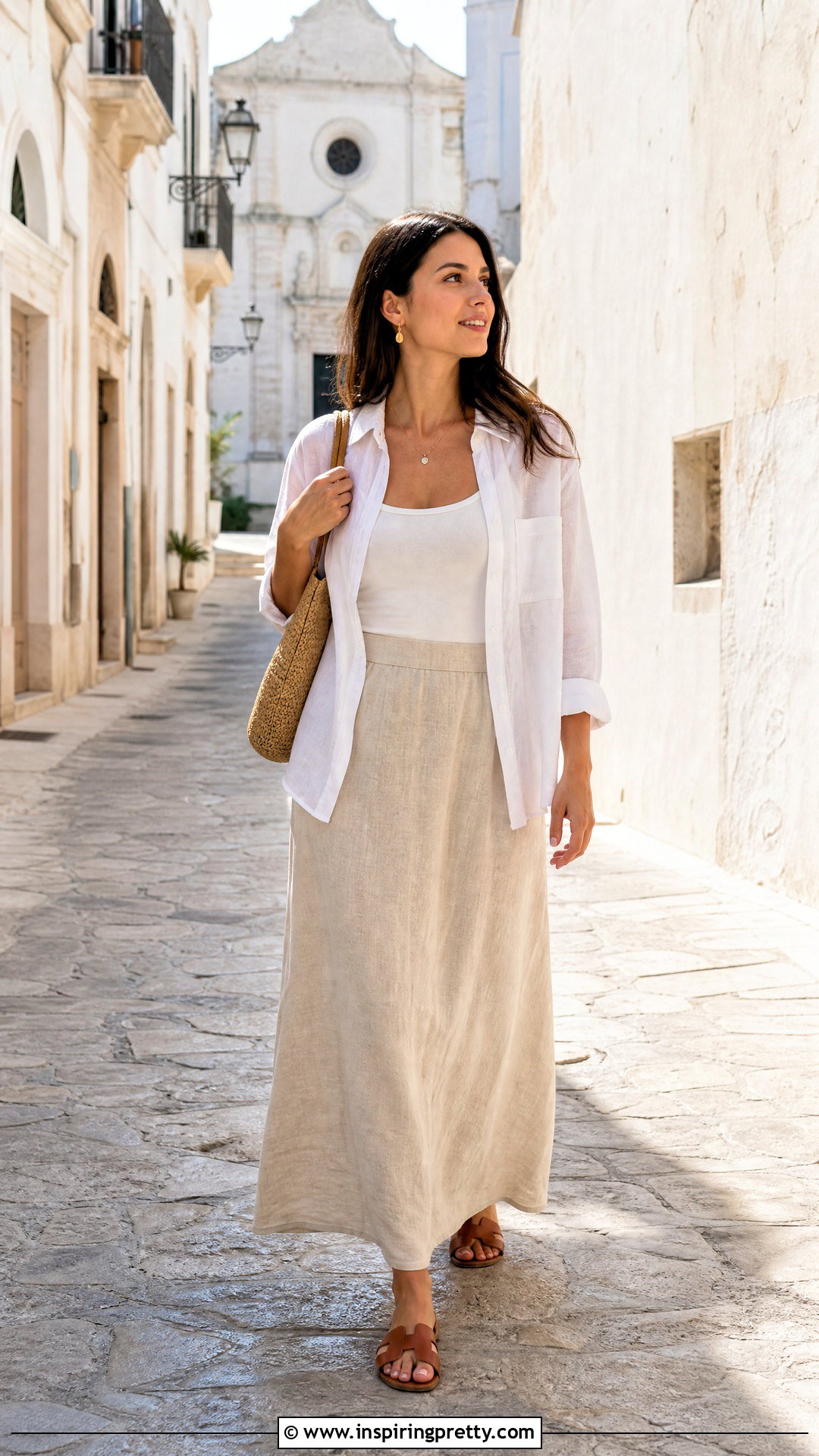 White Sheer Top With Linen Maxi Skirt - 50 white sheer top outfit ideas