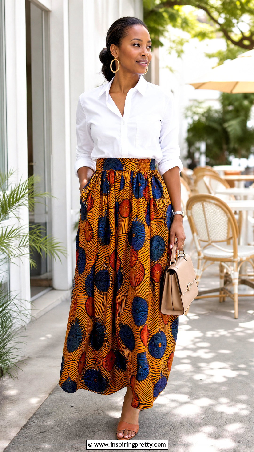 White Shirt And Ankara Maxi Skirt Outfit - 20 ankara skirt and top outfit ideas
