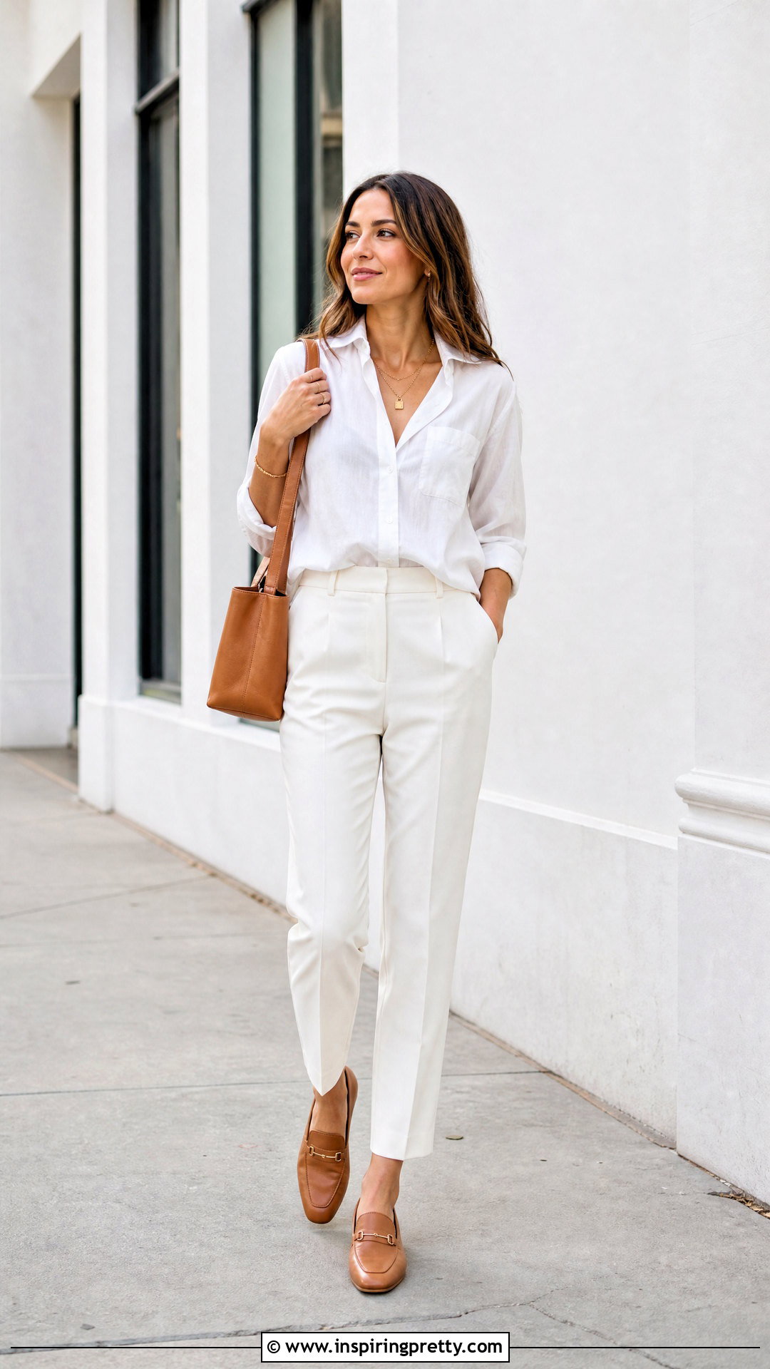 White Shirt And Straight Leg Trouser Set - 50 two pics trouser and tops