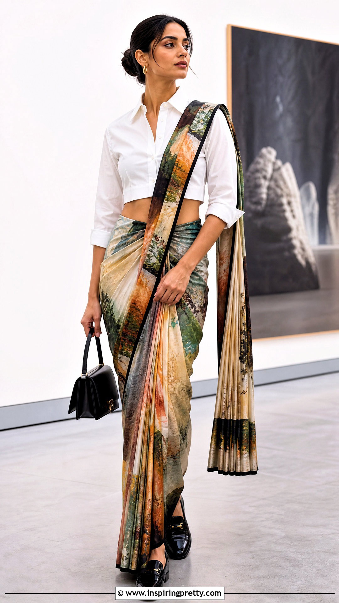 White Shirt Crop Top With Saree - 50 saree with crop top outfit ideas