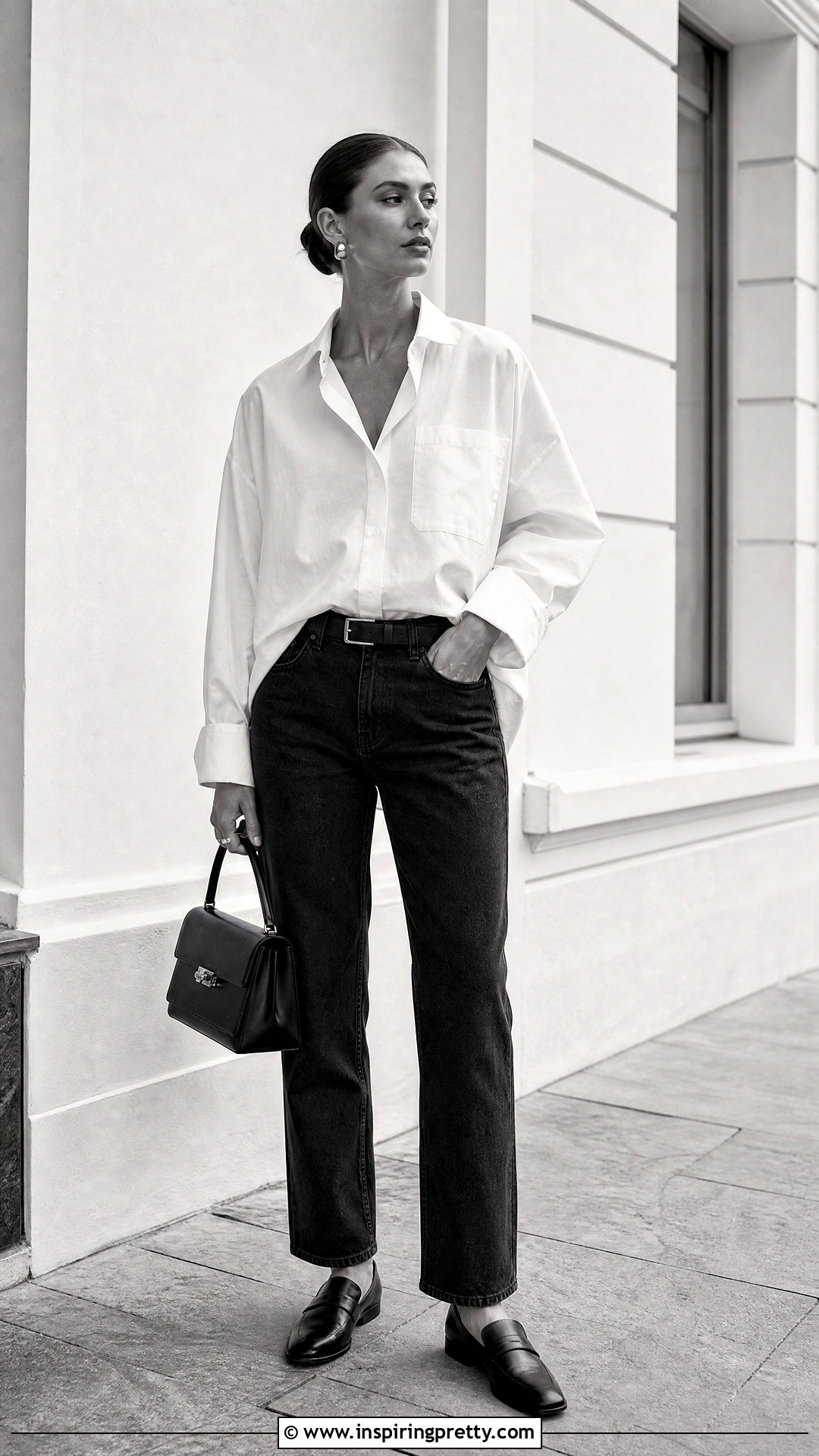 White Shirt With Black Jeans - 50 jeans top outfit ideas