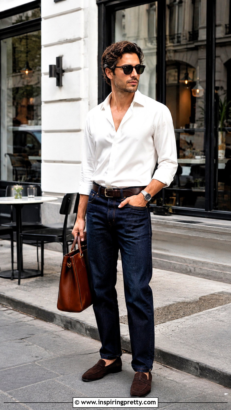 White Silk Shirt With Dark Jeans - 25 mens silk tops