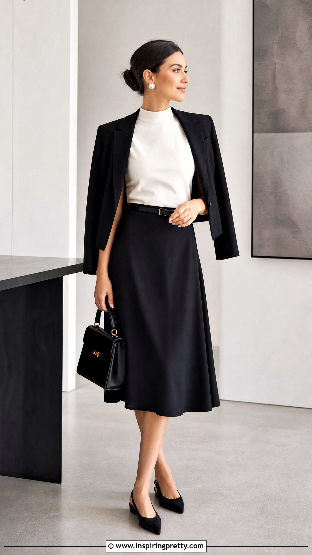 White Sleeveless Top With Black Midi Skirt - 50 white sleeveless top outfit ideas