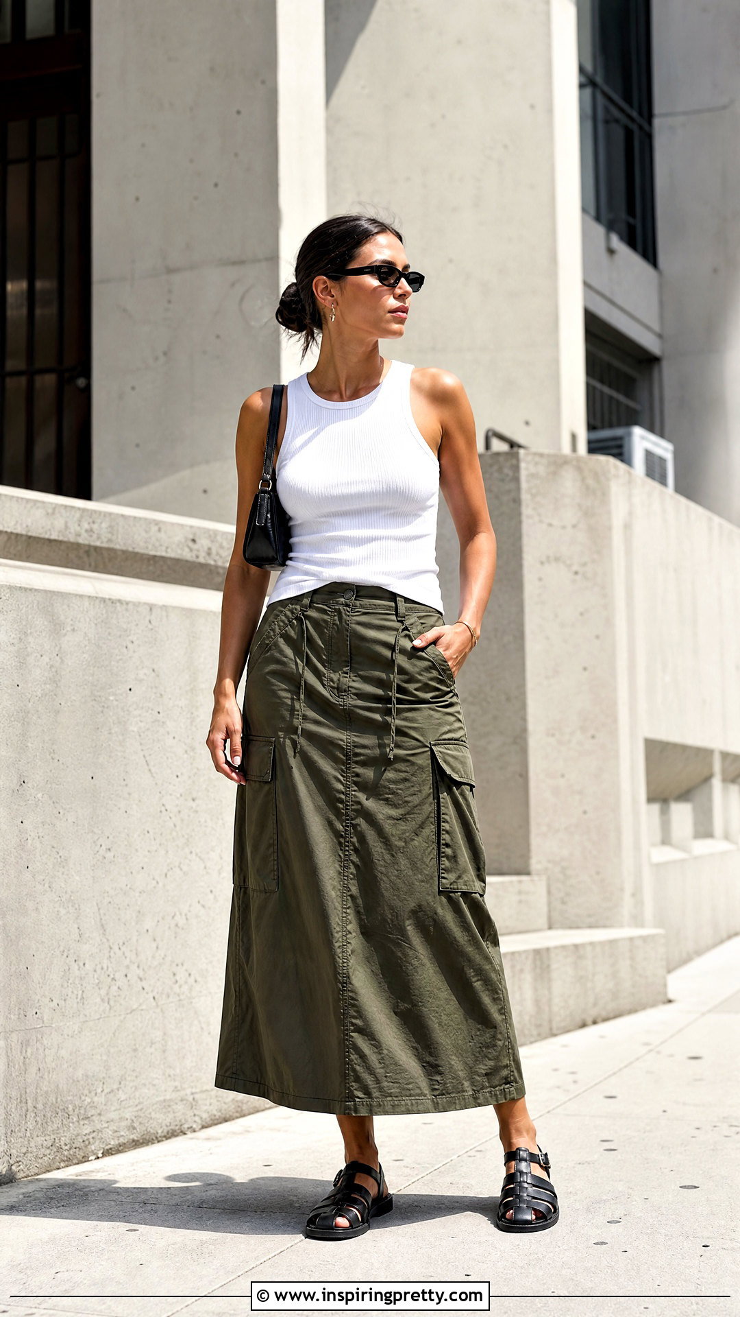 White Sleeveless Top With Cargo Skirt - 50 white sleeveless top outfit ideas