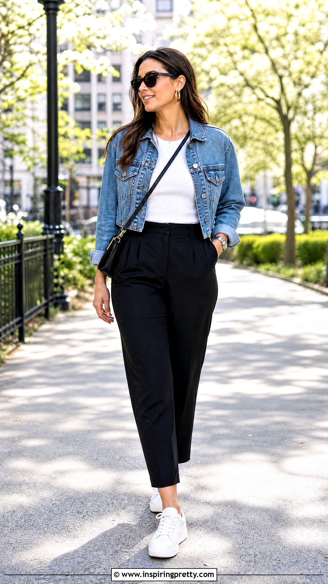 White Sleeveless Top With Denim Jacket - 50 white sleeveless top outfit ideas