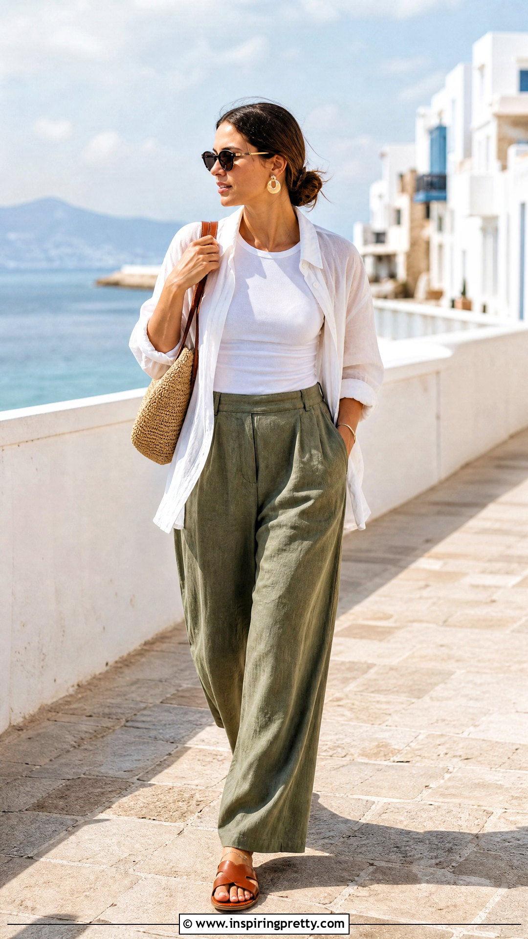 White Sleeveless Top With Linen Pants - 50 white sleeveless top outfit ideas