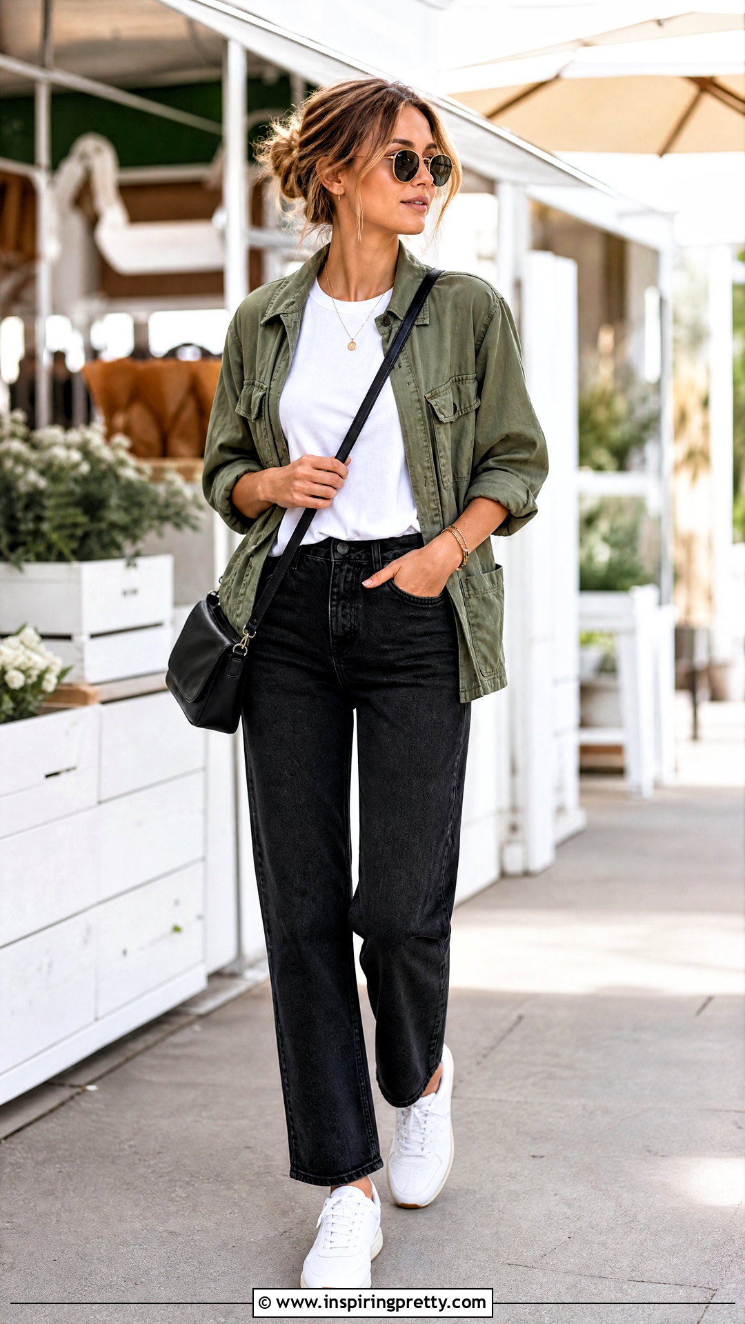 White Sleeveless Top With Utility Jacket - 50 white sleeveless top outfit ideas