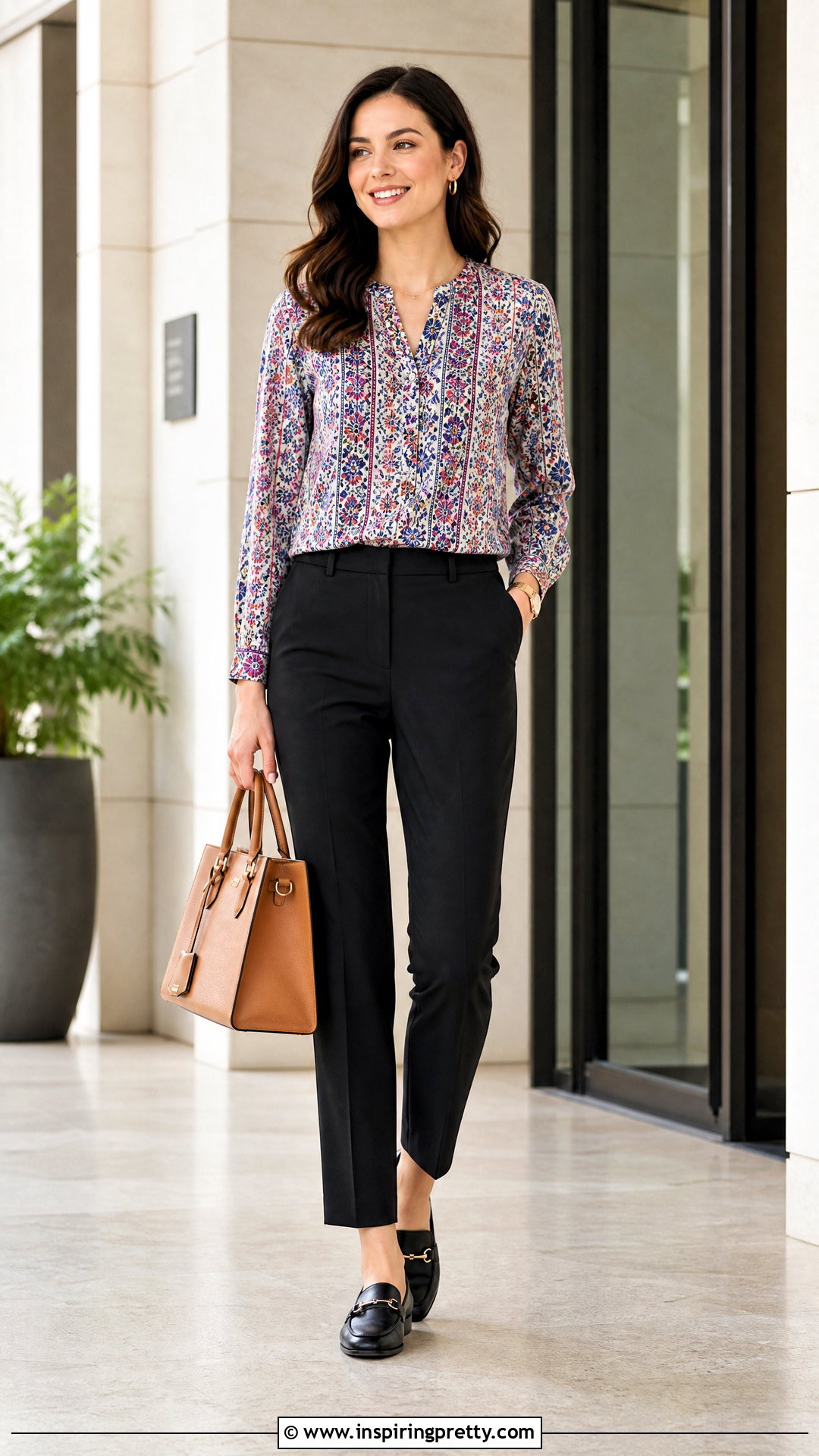 White Stag Printed Top With Black Pants - 20 White Stag Tops outfit ideas