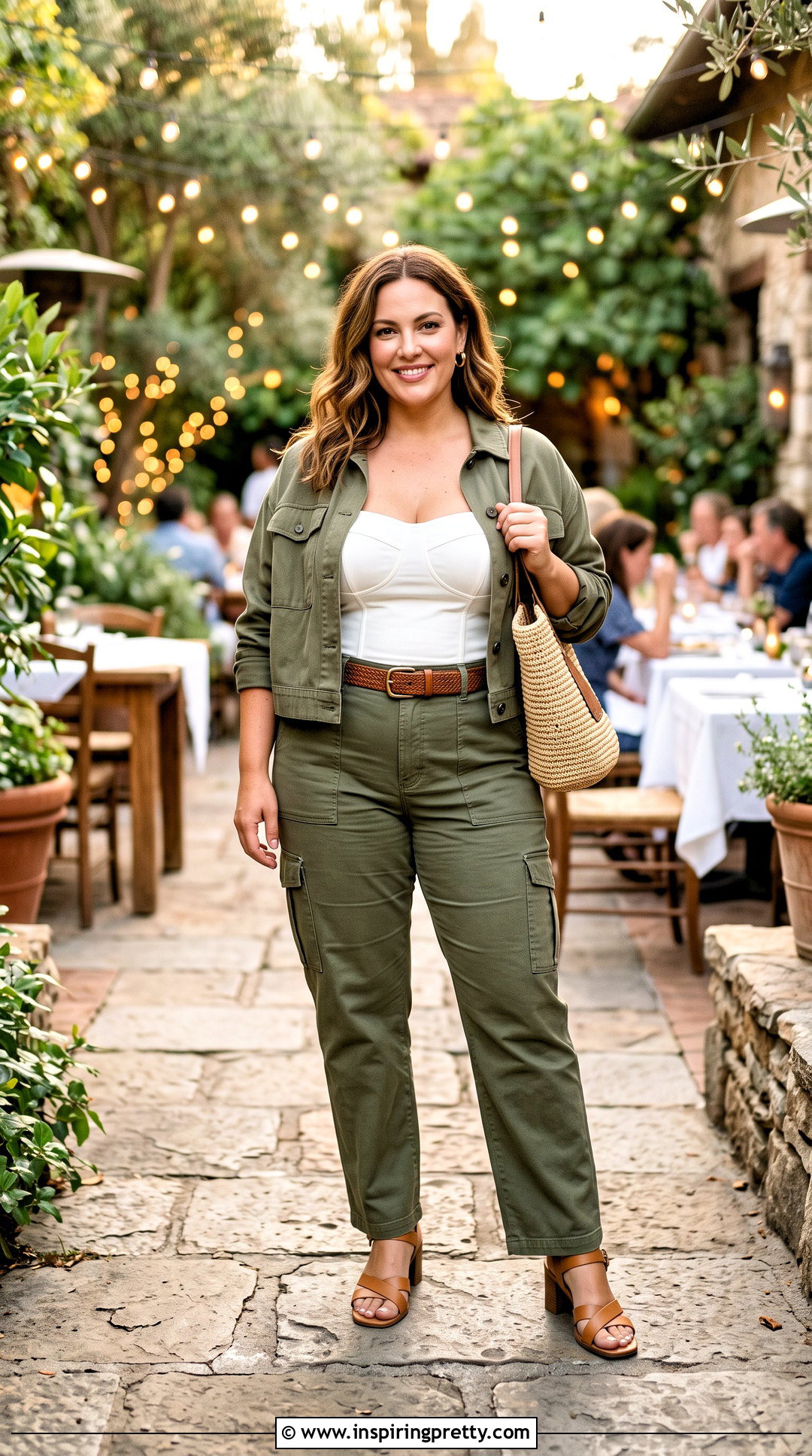 White Strapless Top With Olive Cargo Pants - 50 white strapless top outfit ideas
