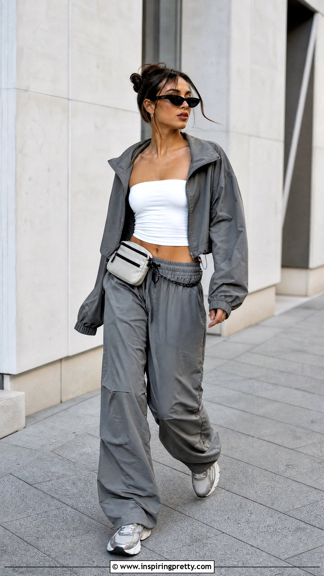 White Strapless Top With Parachute Pants - 50 white strapless top outfit ideas