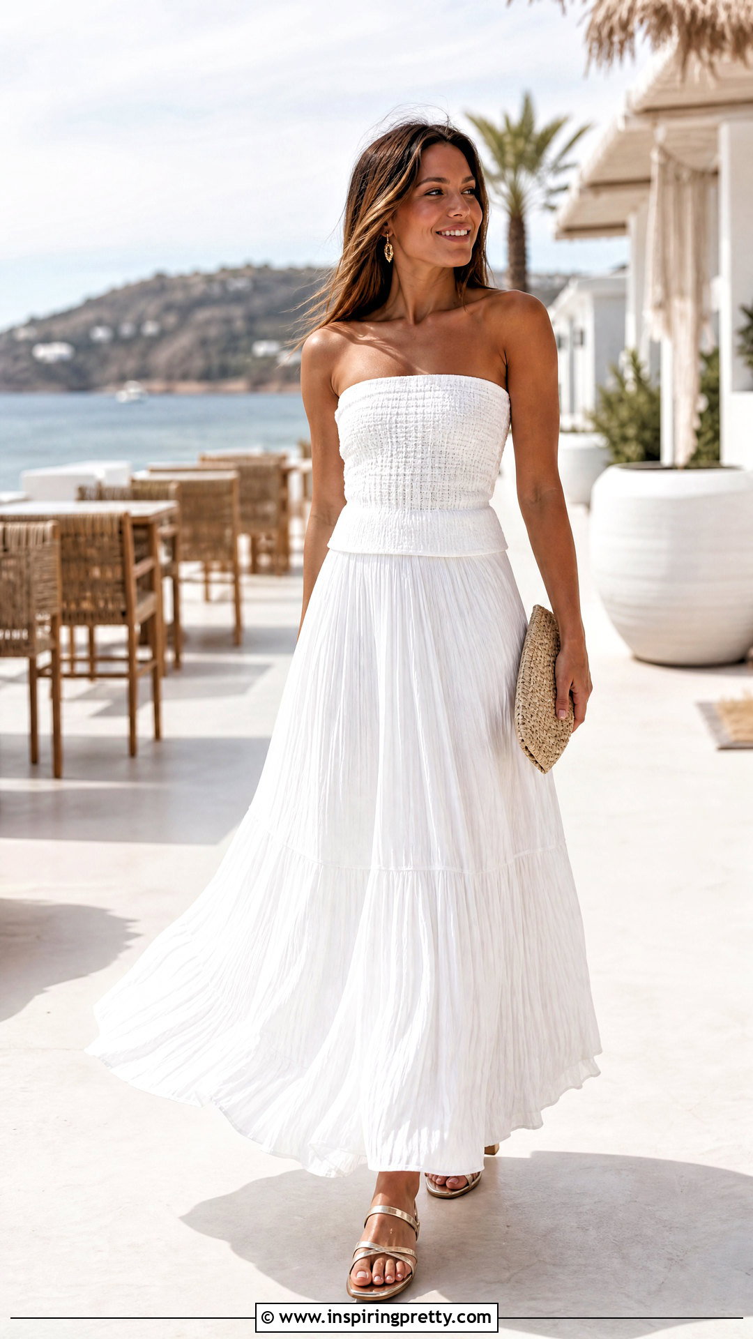 White Strapless Top With White Maxi Skirt - 50 white strapless top outfit ideas