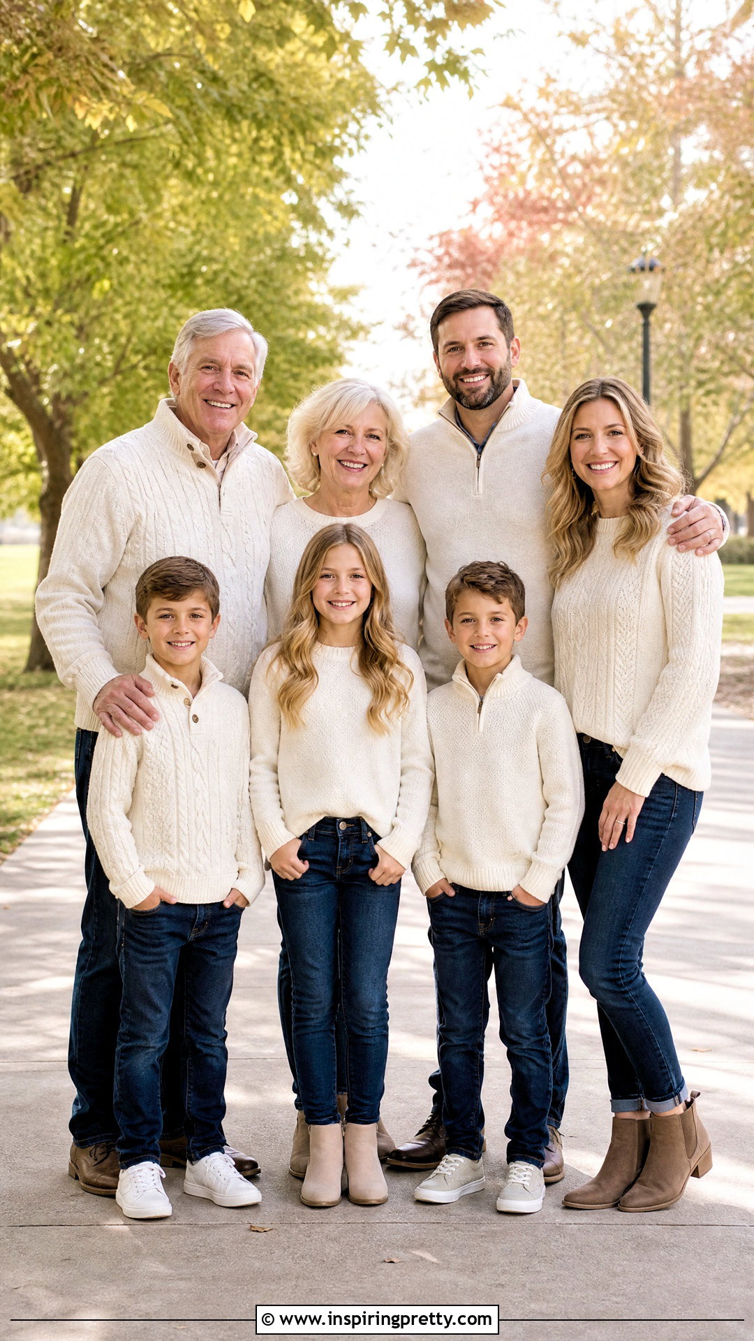 White Sweaters And Dark Wash Jeans Family Picture - 25 White Tops And Jeans Family Pictures