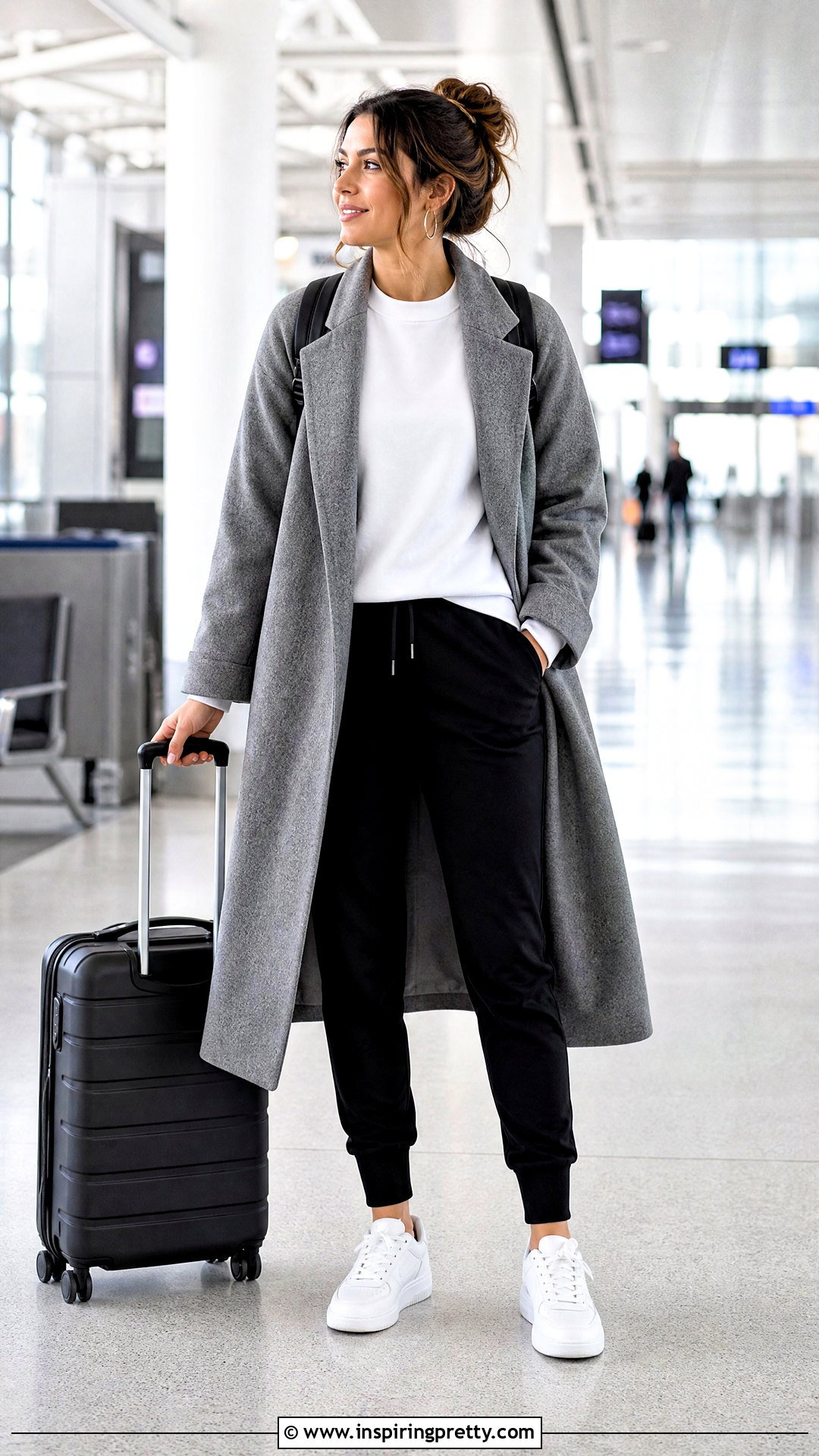 White Sweatshirt With Black Jogger Pants - 50 white top and black pants outfit ideas