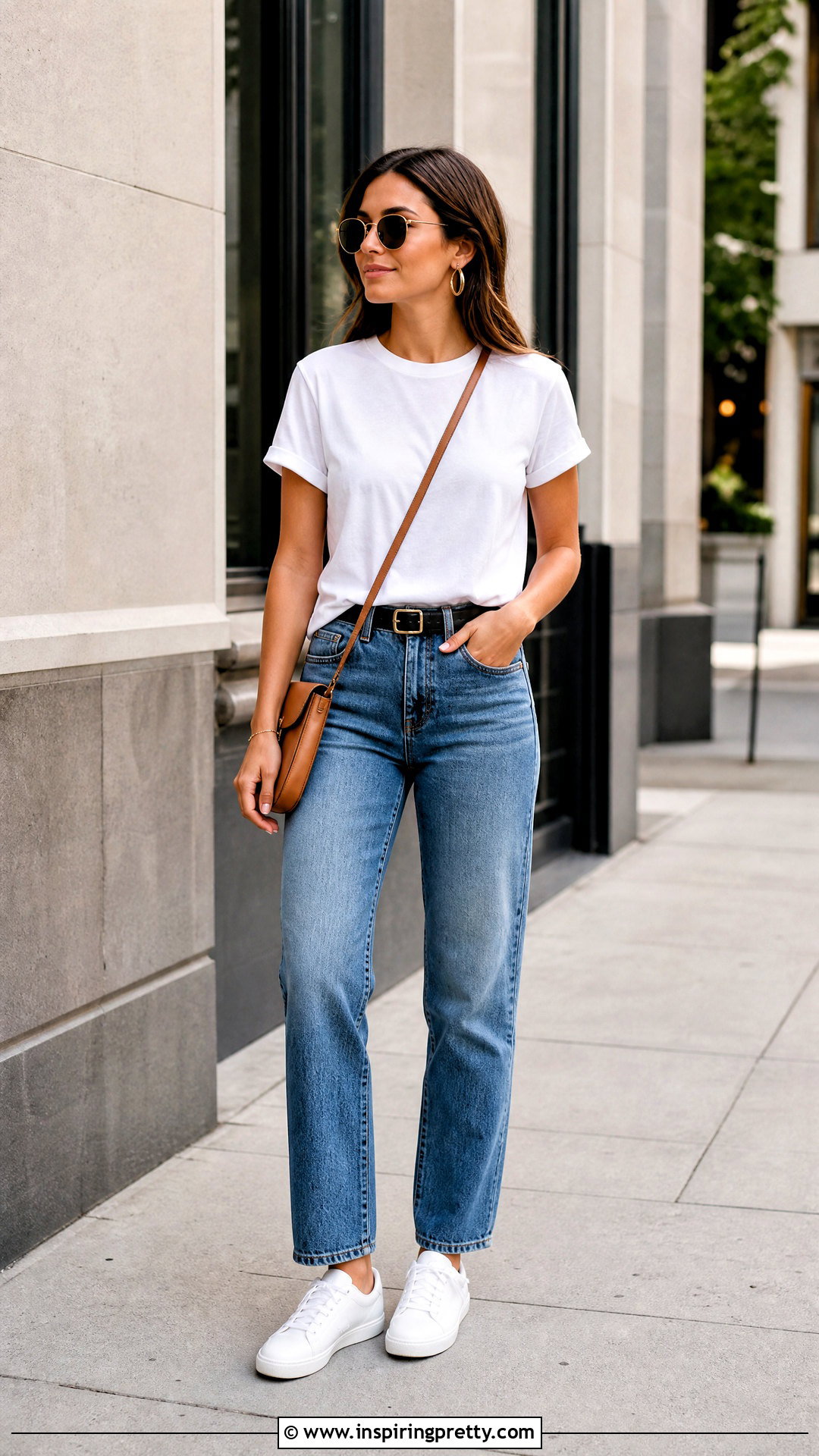 White T Shirt And Straight Leg Jeans Outfit - 50 top styles