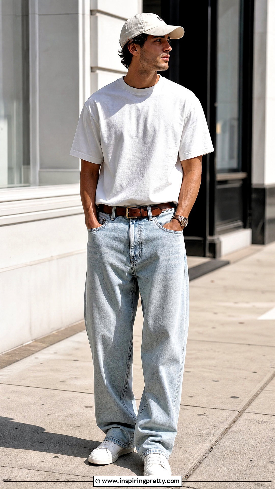 White T Shirt With Baggy Jeans - 20 tops to wear with baggy jeans men