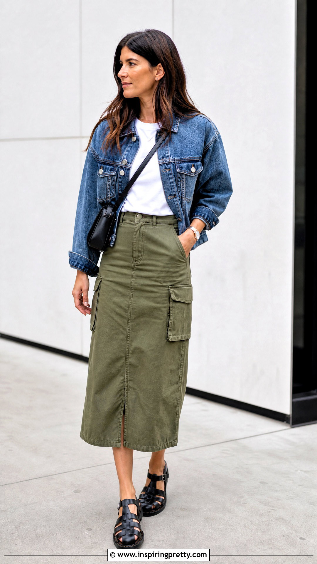 White T Shirt With Cargo Skirt - 50 white top outfit casual ideas