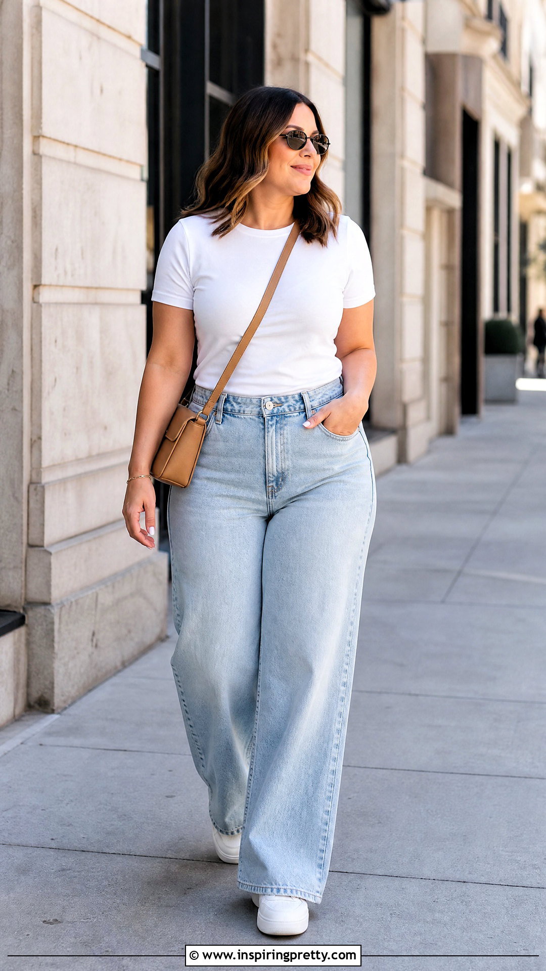 White T Shirt With Wide Leg Jeans - 20 spring and summer tops for women