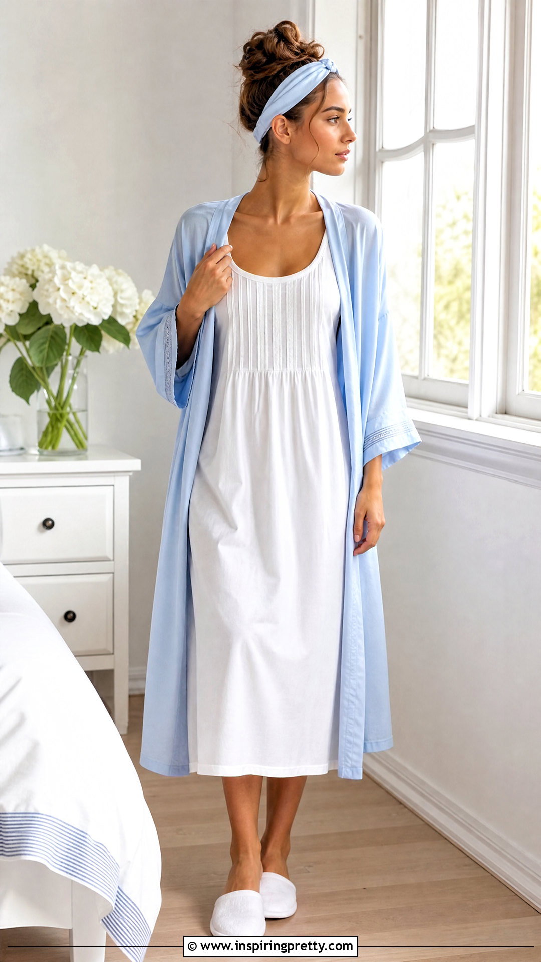 White Tank Top Nightgown With Blue Robe - 25 Tank Top Nightgown ideas